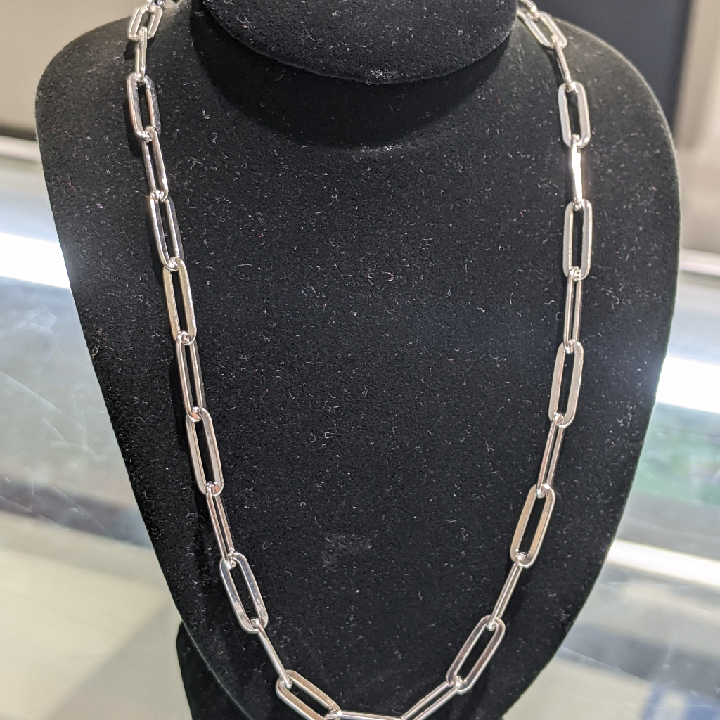 925 Sterling Silver Paperclip Chain 4mm 18 Inches 249$